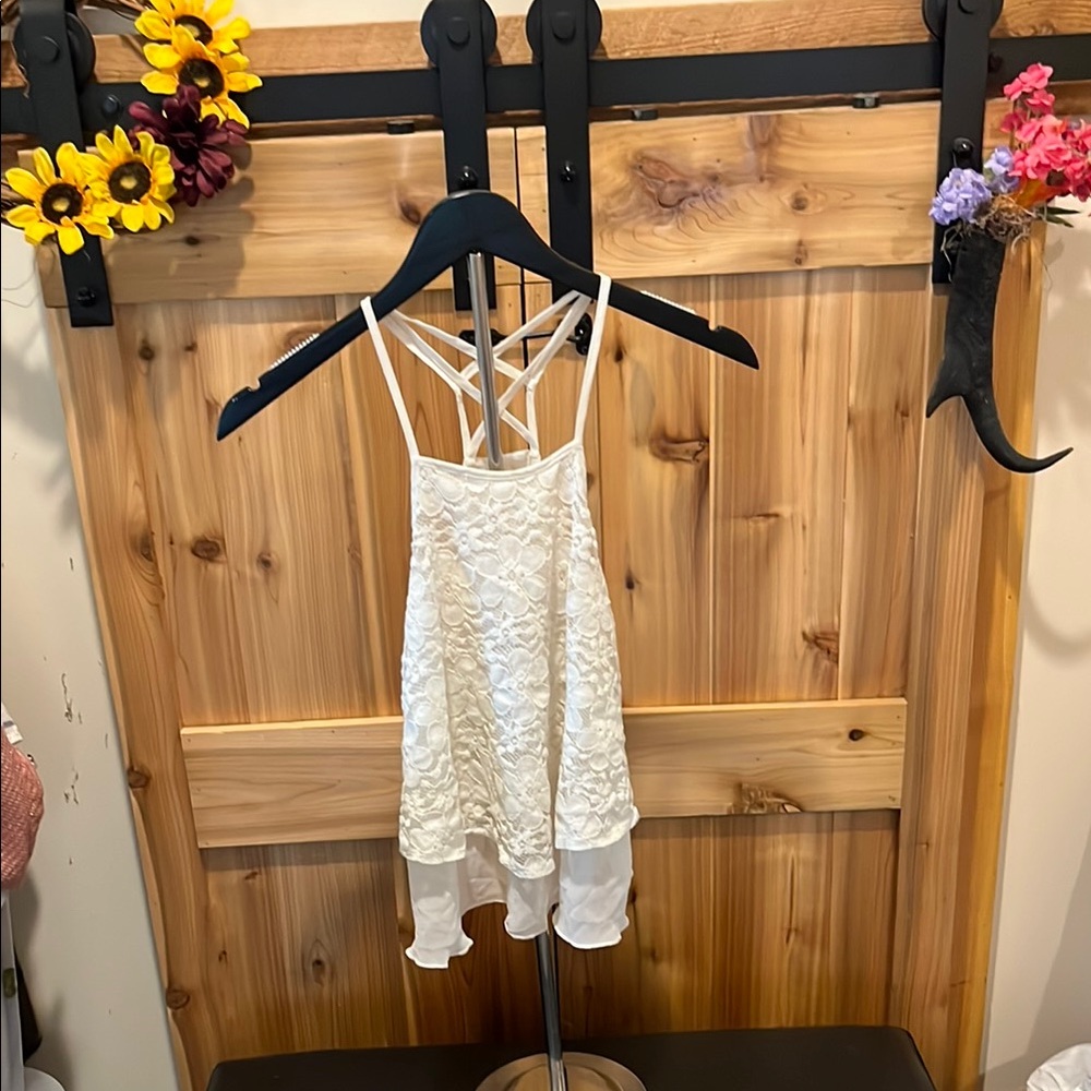Hollister White Lace Tank Top